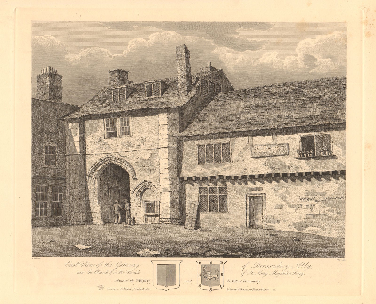 BERMONDSEY ABBEY. Gateway. East view. Site of Bermondsey Market/Square 1834